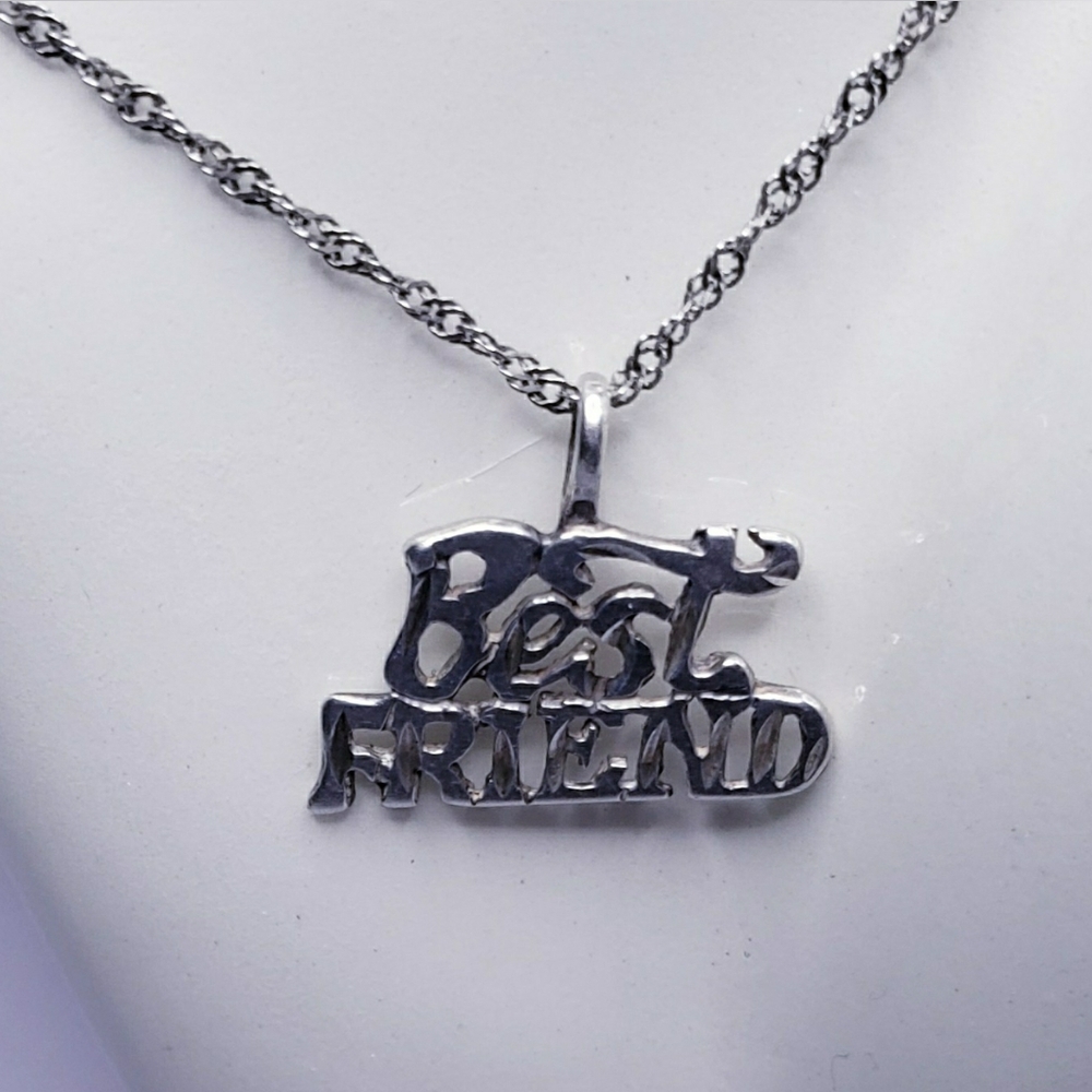 Best FRIEND' Sterling Silver Charm Pendant.
